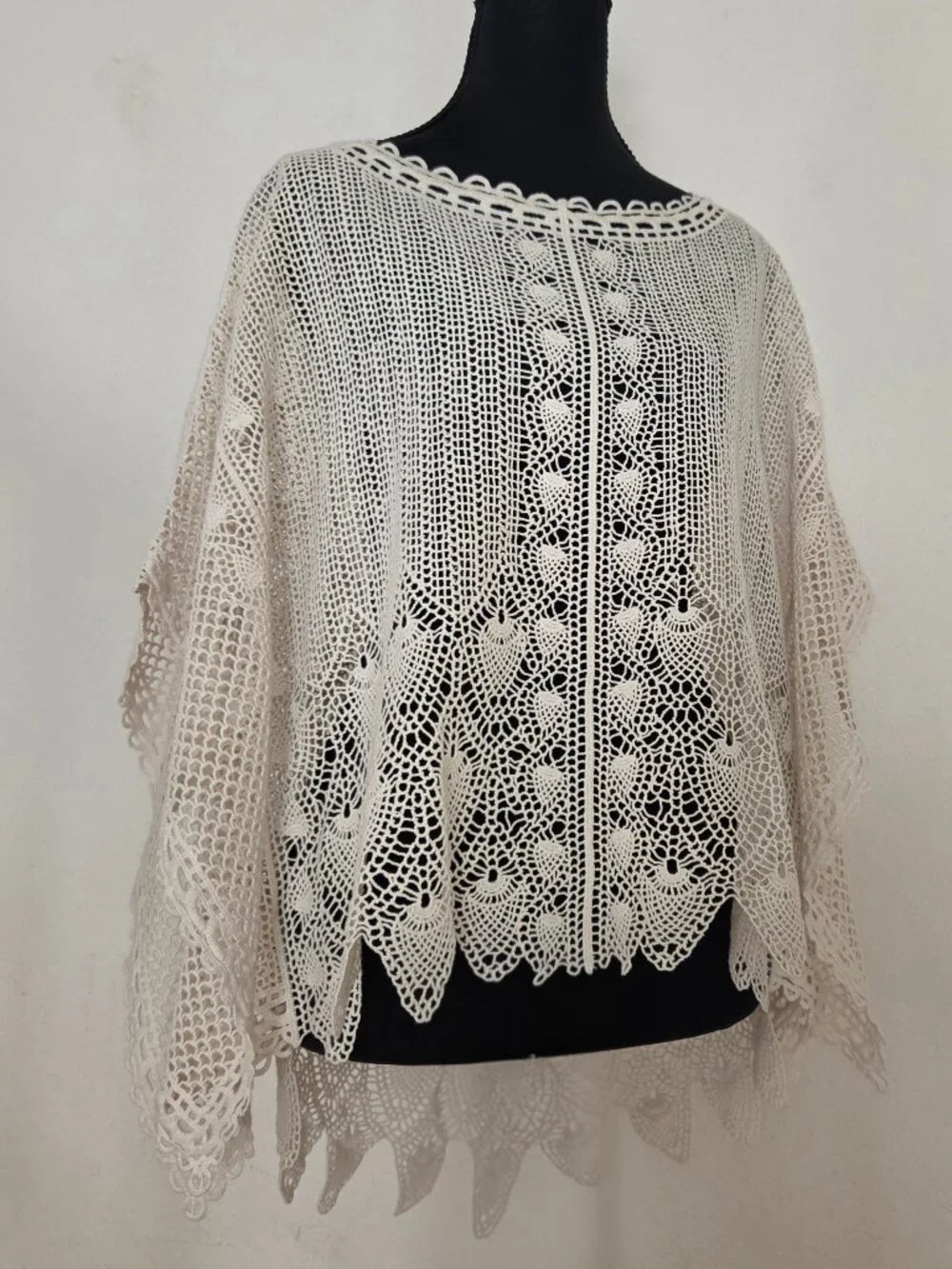 Anthropology - Sparrow Crochet Cream Colored Poncho Top
